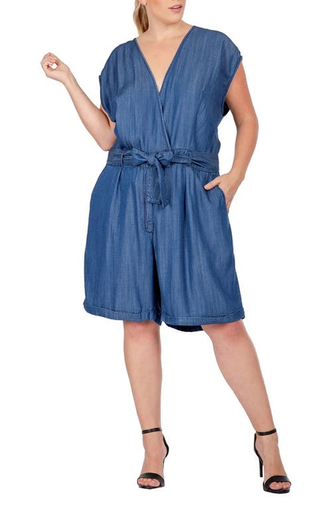 Standards & Practices V-Neck Romper 3235Indigo at Nordstrom,