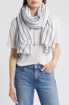 Nordstrom Stripe Cotton Scarf in White Combo at Nordstrom