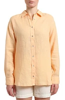 Mavi Jeans Long Sleeve Linen Button-Up Shirt Caramel Cream at Nordstrom,