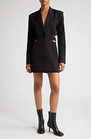 Jacquemus La Robe Bari Cutout Long Sleeve Cotton & Linen Blazer Minidress Black at Nordstrom, Us