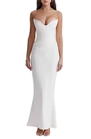 HOUSE OF CB Tamara Strapless Stretch Satin Gown Ivory at Nordstrom, X-Small