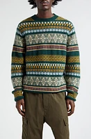 The Elder Statesman Hazy Fair Isle Crewneck Cashmere Sweater Green Multi at Nordstrom,