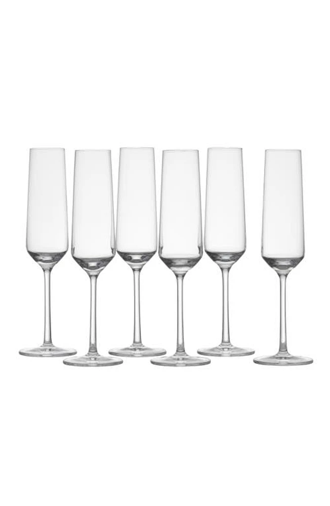 Zwiesel Glass Schott Zwiesel Pure Set of 6 Champagne Flutes in Clear at Nordstrom