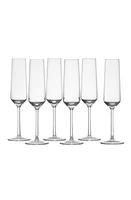 Zwiesel Glass Schott Zwiesel Pure Set of 6 Champagne Flutes in Clear at Nordstrom