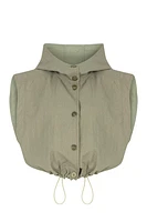 Nocturne Ruffled Hooded Vest in Dark Beige at Nordstrom