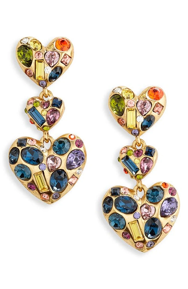 Oscar de la Renta Crystal Heart Drop Earrings in Rainbow at Nordstrom