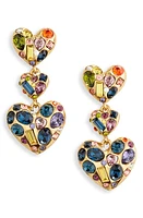 Oscar de la Renta Crystal Heart Drop Earrings in Rainbow at Nordstrom