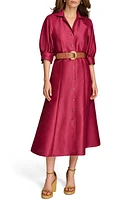 Donna Karan New York Belted Shantung Midi Shirtdress Cactus Flower at Nordstrom,