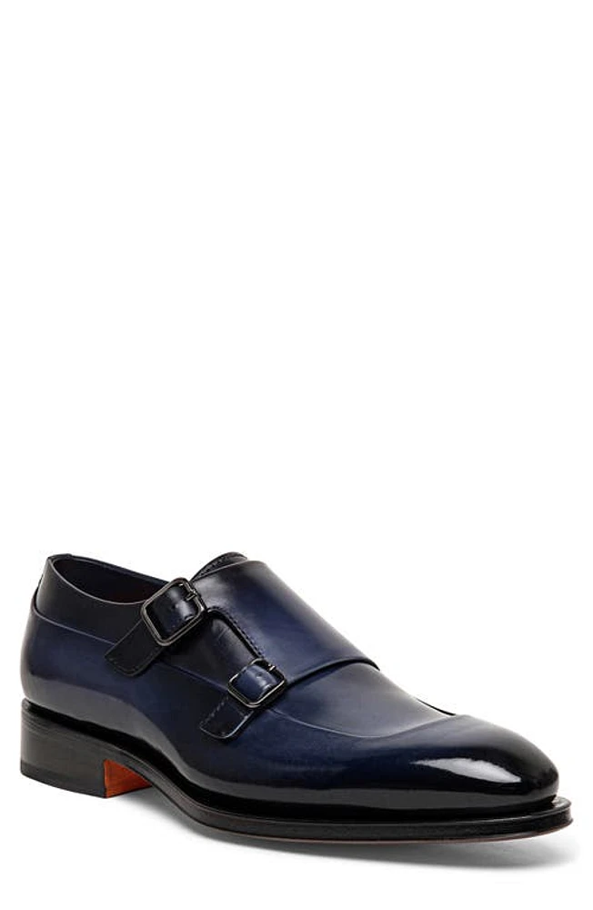 Santoni Eros Fulu Double Monk Strap Shoe Blue-U59 at