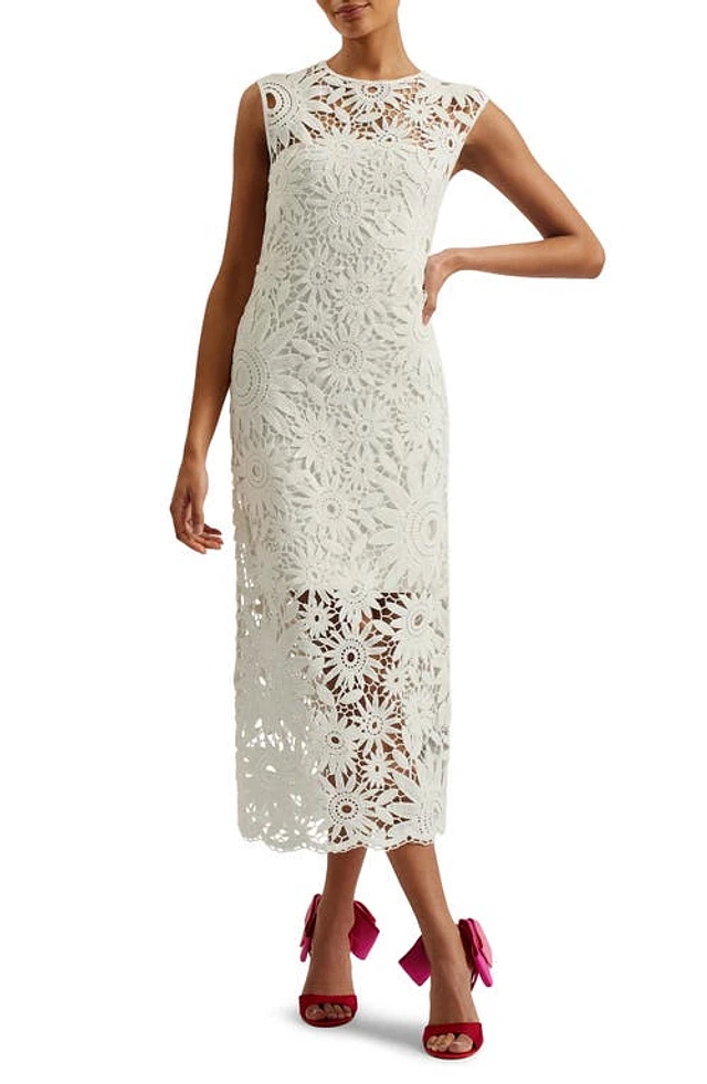 floral poplin lace midi dress Petal Party Floral Poplin Midi Dress in Pink L / Pink