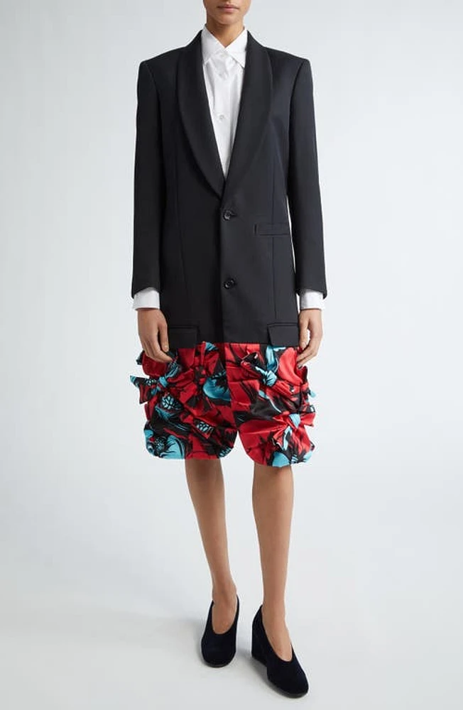 Comme des Garçons Mixed Media Longline Blazer Black /Multi at Nordstrom,