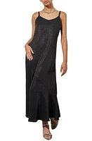 Ming Wang Shimmer Woven Midi Dress Black/Silver at Nordstrom,