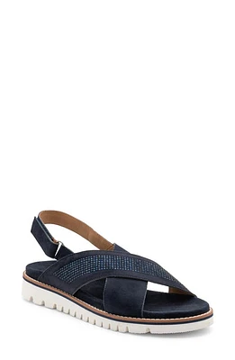 ara Kiki Rhinestone Slingback Sandal Navy Suede at Nordstrom,