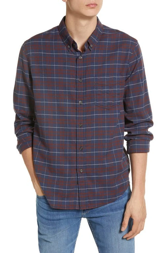 Rails Reid Plaid Stretch Cotton Button-Down Shirt in Deep Blue Crimson at Nordstrom, Size X-Large