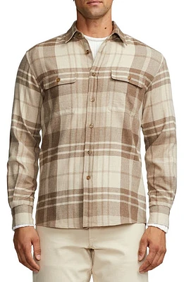 Ralph Lauren Purple Label Cooper Plaid Wool, Silk & Cashmere Button-Up Shirt Truffle/Taupe at Nordstrom,