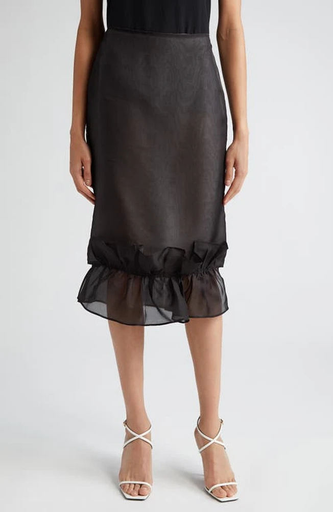 BITE Studios Frill Organic Silk Skirt Black at Nordstrom, Us