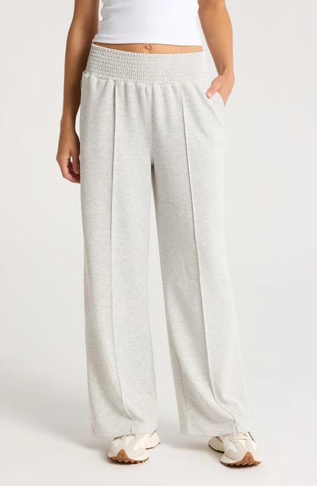 Sweaty Betty Sandwash Smocked Wide Leg Pants Ice Grey Marl at Nordstrom,