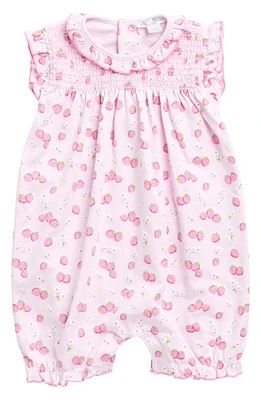 Kissy Kissy Strawberry Print Pima Cotton Romper in Pink at Nordstrom, Size 9M