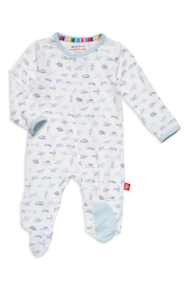 Magnetic Me Airplanes Footie Blue at Nordstrom,