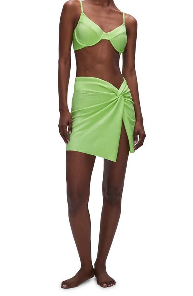 Good American Sparkle Twist Cover-Up Sarong in Electric Lime002 at Nordstrom, Size 4