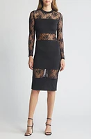 bebe Lace Inset Long Sleeve Midi Dress at Nordstrom,