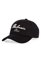 Balmain Signature Embroidered Cotton Baseball Cap in Edk Black/Ivory at Nordstrom