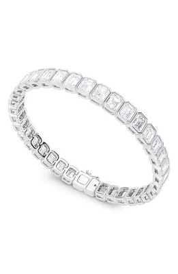 HauteCarat Emerald Cut Lab Created Diamond Tennis Bracelet in 18K Gold at Nordstrom