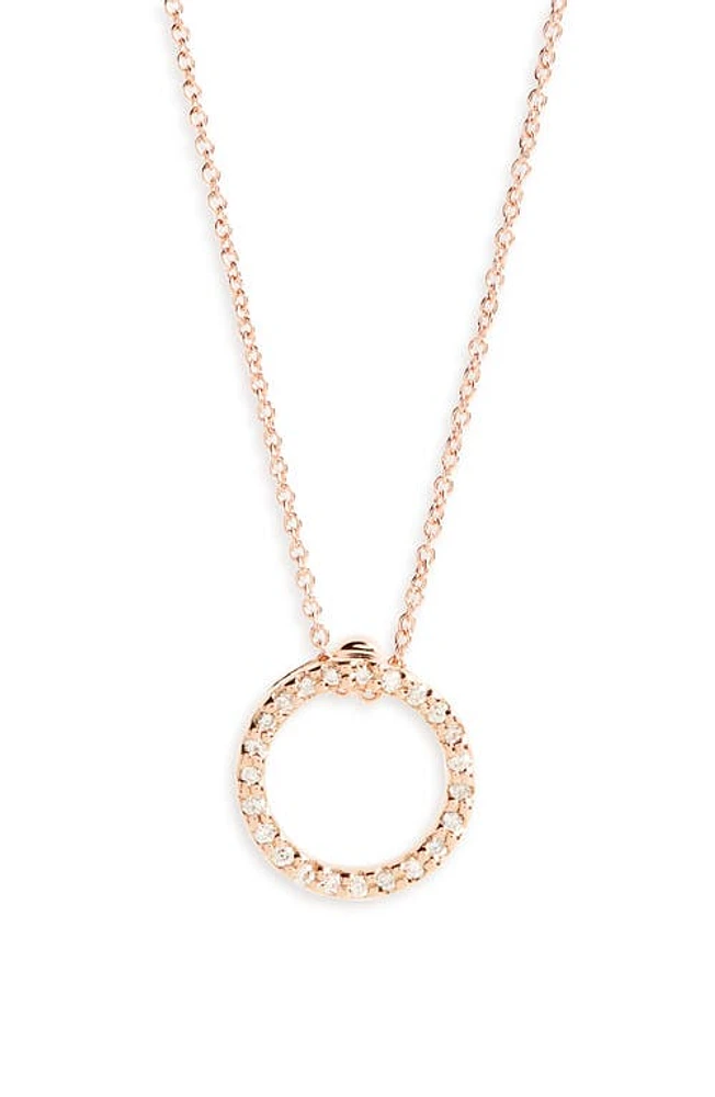 Roberto Coin Diamond Circle Pendant Necklace in Rose Gold at Nordstrom, Size 18 In