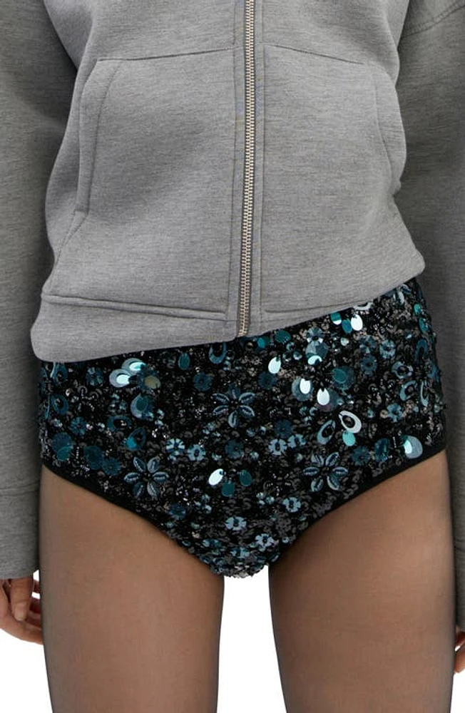 MANGO Beaded Shorts in Black at Nordstrom, Size Medium