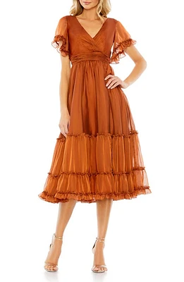 Mac Duggal Ruffle A-Line Cocktail Dress Rust at Nordstrom,