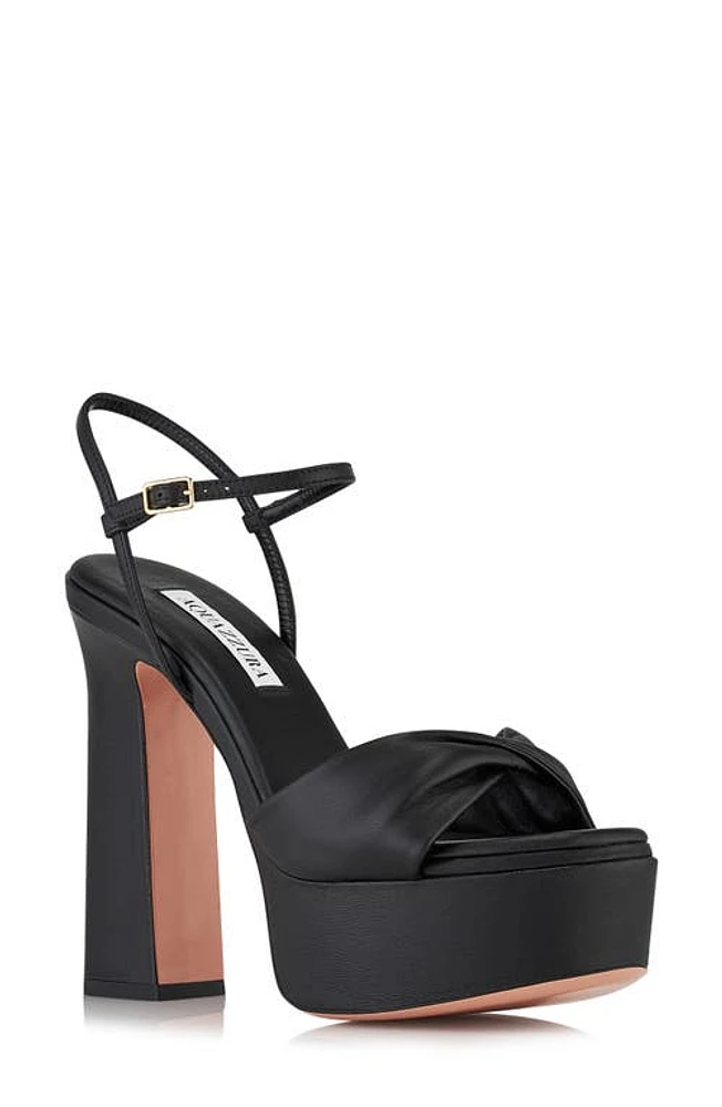 Aquazzura Twist Ankle Strap Platform Sandal Black at Nordstrom,