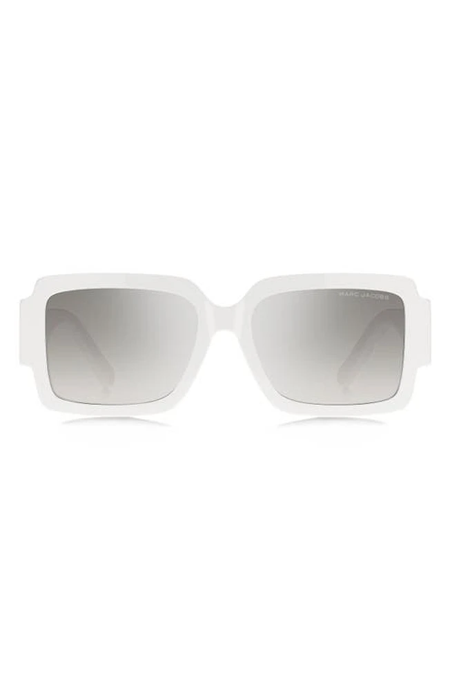 Marc Jacobs 55mm Gradient Rectangular Sunglasses in White Grey/Grey Ms Silver at Nordstrom