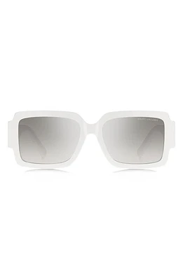 Marc Jacobs 55mm Gradient Rectangular Sunglasses in White Grey/Grey Ms Silver at Nordstrom