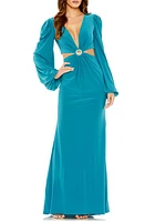 Ieena for Mac Duggal Cutout Long Sleeve Jersey Column Gown at Nordstrom,