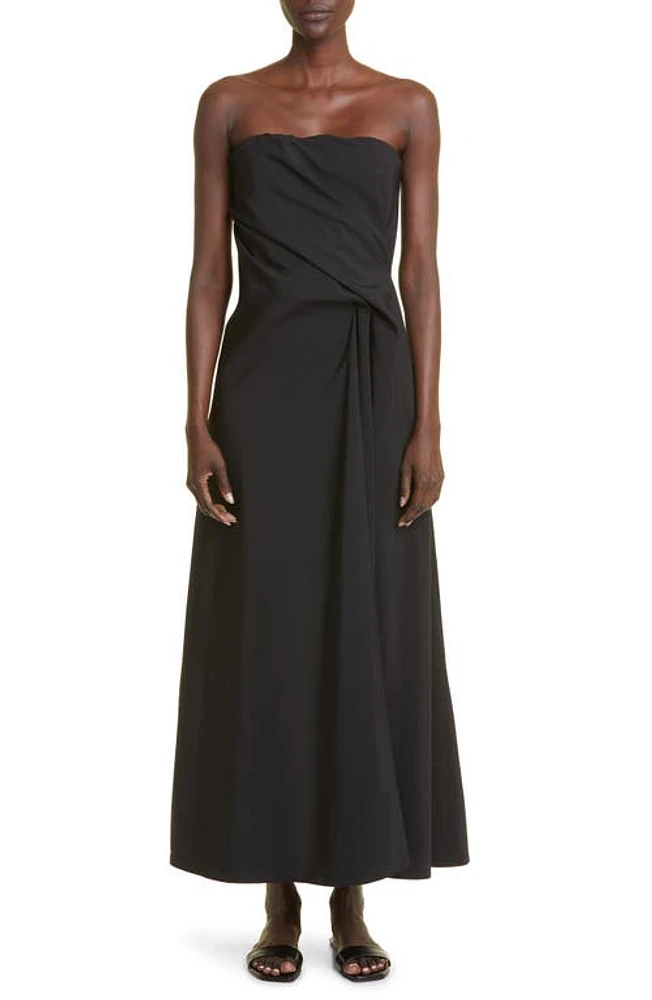 The Row Bima Strapless Draped Maxi Dress Black at Nordstrom,