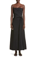 The Row Bima Strapless Draped Maxi Dress Black at Nordstrom,