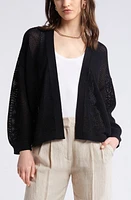 Nordstrom Open Stitch Open Front Cotton Cardigan in Black at Nordstrom, Size Xx-Large