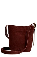 Madewell Mini Essentials Suede Bucket Bag in Chocolate Raisin at Nordstrom