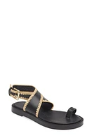 3.1 Phillip Lim Naya Raffia Trim Ankle Wrap Toe Loop Sandal Natural Blk at Nordstrom,