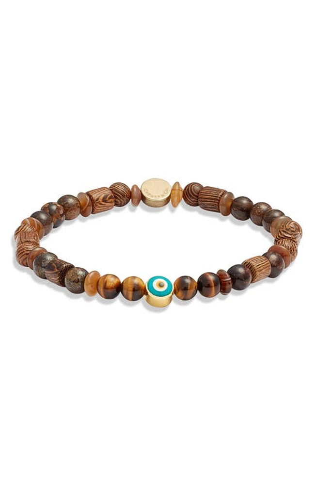 Caputo & Co. Tiger's Eye & Wood Bead Bracelet in Yellow Tiger Eye at Nordstrom