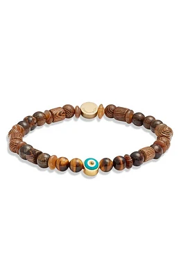 Caputo & Co. Tiger's Eye & Wood Bead Bracelet in Yellow Tiger Eye at Nordstrom