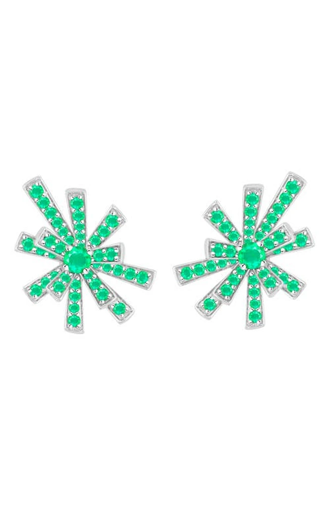 Hueb Emerald Starburst Stud Earrings in White Gold at Nordstrom