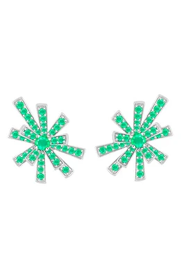 Hueb Emerald Starburst Stud Earrings in White Gold at Nordstrom