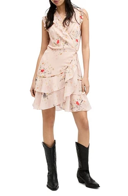 AllSaints Ari Kora Floral Print Wrap Dress Dusty Pink at Nordstrom, Us