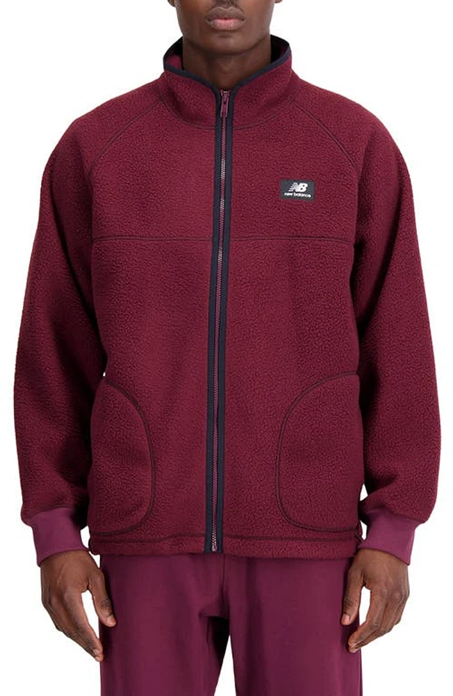 New Balance Athletics Recycled Polyester Polar Fleece Jacket Nb Burgundy at Nordstrom,