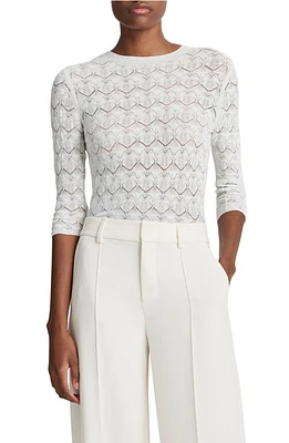 Vince Long Sleeve Cotton Lace Top at Nordstrom,