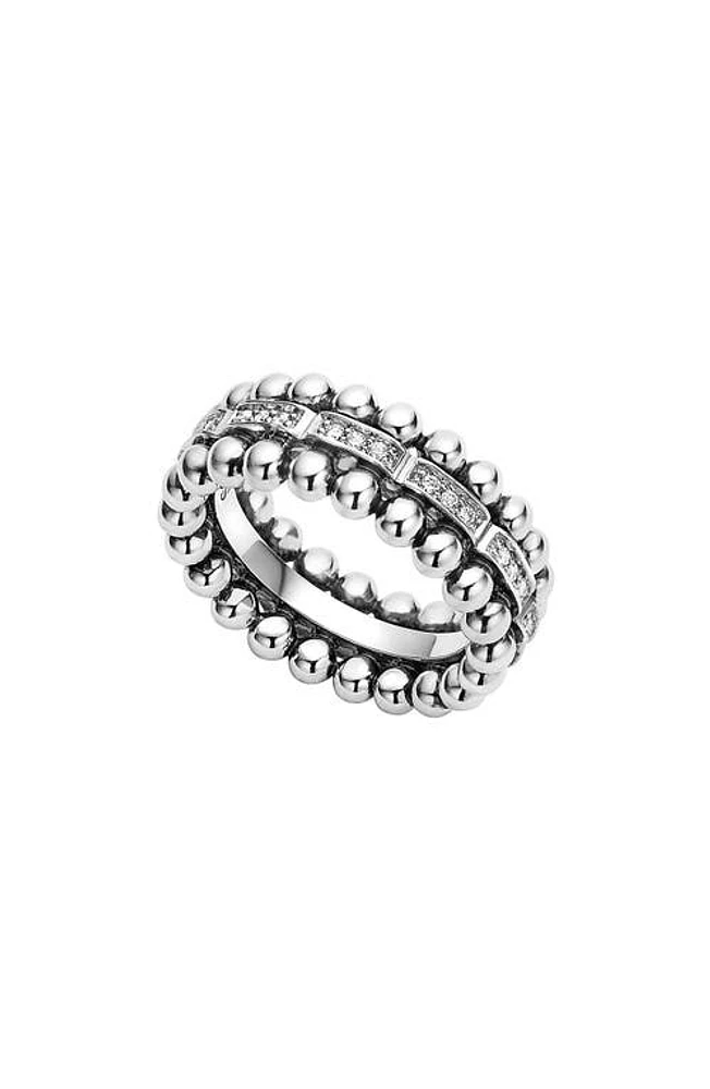 LAGOS Caviar Spark Pavé Diamond Band Ring in Silver at Nordstrom, Size 5