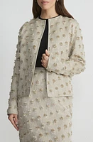 Lafayette 148 New York Clip Dot Jacquard Open Front Jacket Plaster Iridescent at Nordstrom,