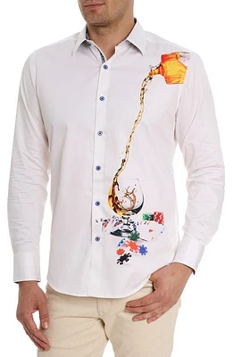 Robert Graham All-In Classic Fit Poker Pour Print Cotton Button-Up Shirt in White at Nordstrom, Size Small