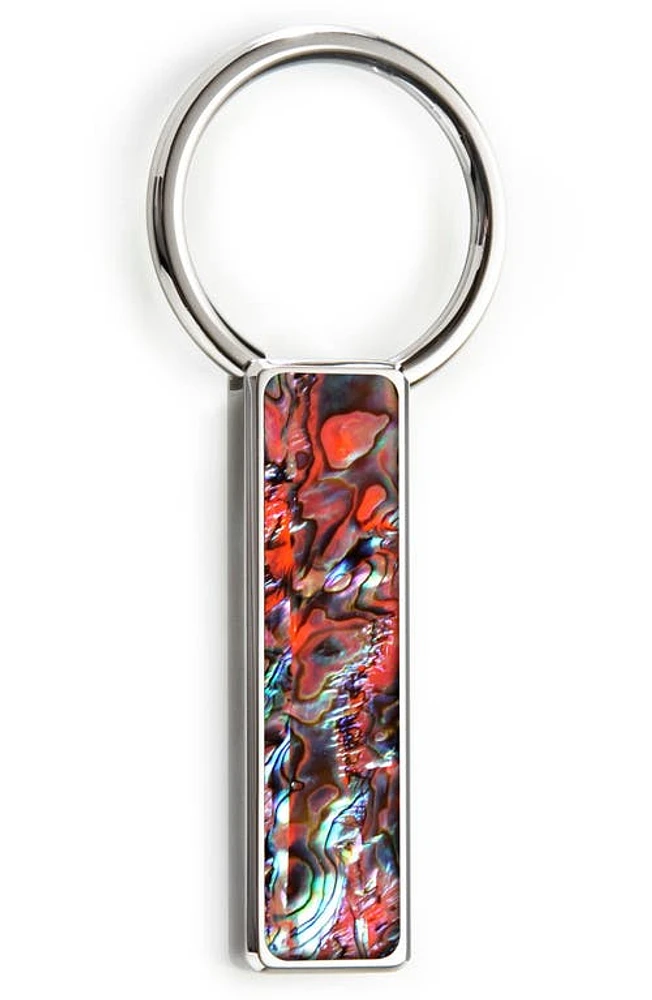 M-Clip Orange Abalone Key Chain in Silver /Brown at Nordstrom